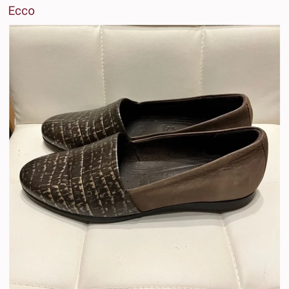 ECCO Touch Ballerina 2 Black Slip On Shoes Sz 36 * 6 Snakeskin Scale Loafers